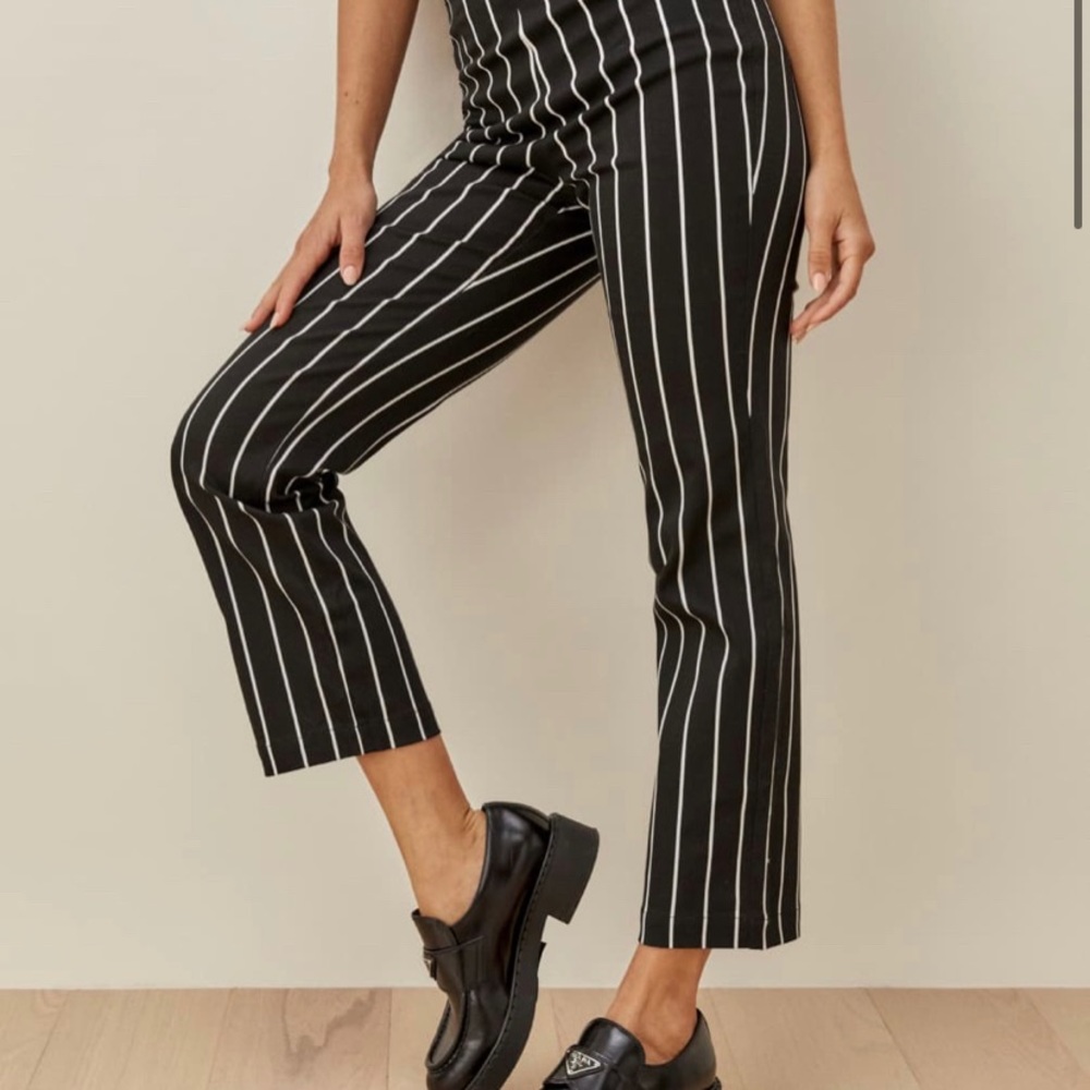 Reformation Black and Creme Flowy Pants
